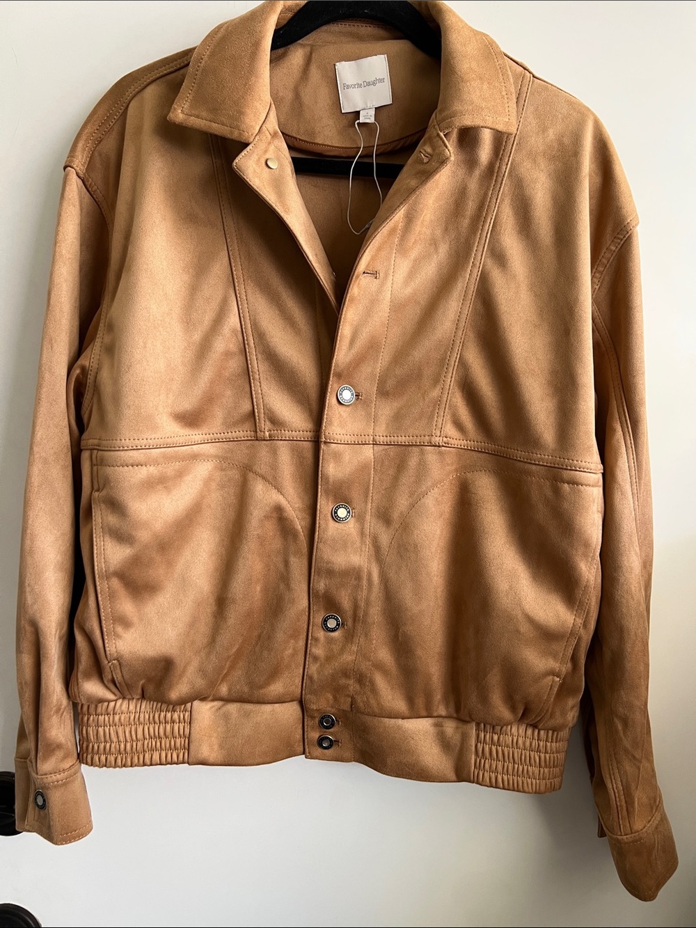 Favorite Daughter Cognac Brown Faux Suede Bomber Jacket - women’s Small